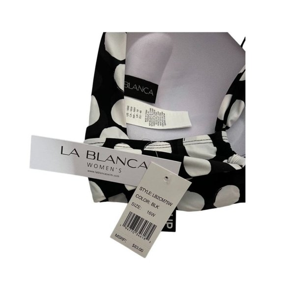 La Blanca NWT Sz 18W V Neck Plus Mod Polka Dot Bikini Top - Picture 4 of 6